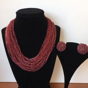 Vintage beaded necklace & earrings